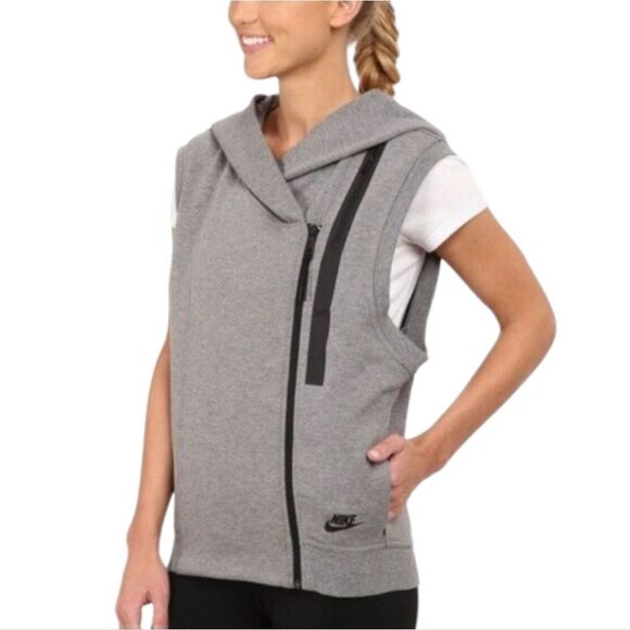 Nike Tech Grey Zip Up Vest Size XS - Picture 1 of 8